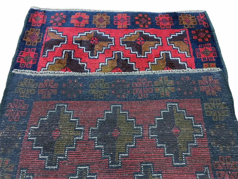 3' X 4' 7" Vintage Handmade Tribal Wool Rug Balouchi Rug Afghan Rug Red Brown by Jewel Rugs