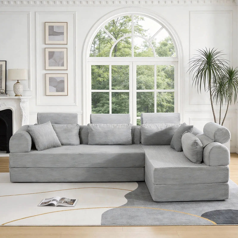Modern L-Shape Modular Sectional Sofa, Compressed Design by HouseOfZazla
