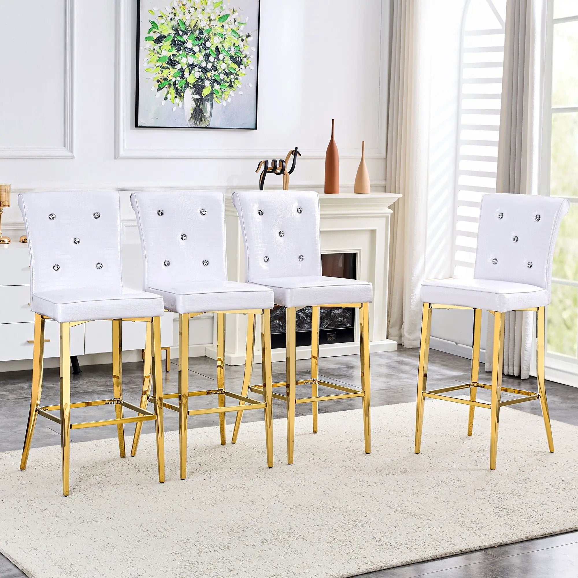 Bar Chairs With Crystal Clasp Design (Set of 2) by Unique Piece Furniture