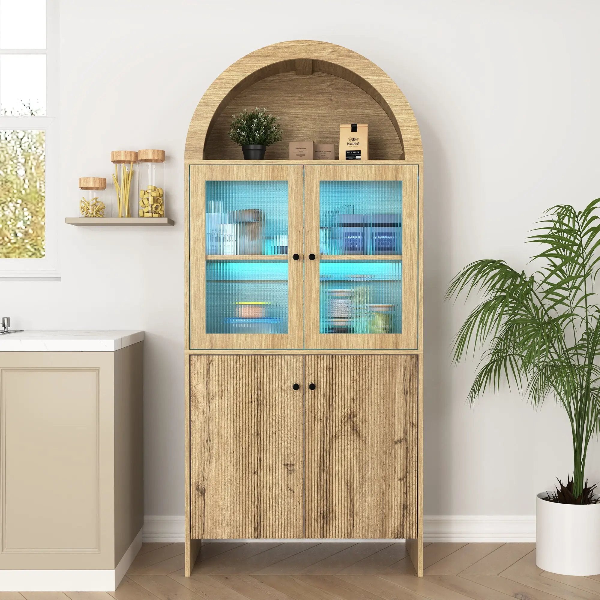 Modern Tech Inspired Dome Cabinet With LED Lighting by HouseOfZazla