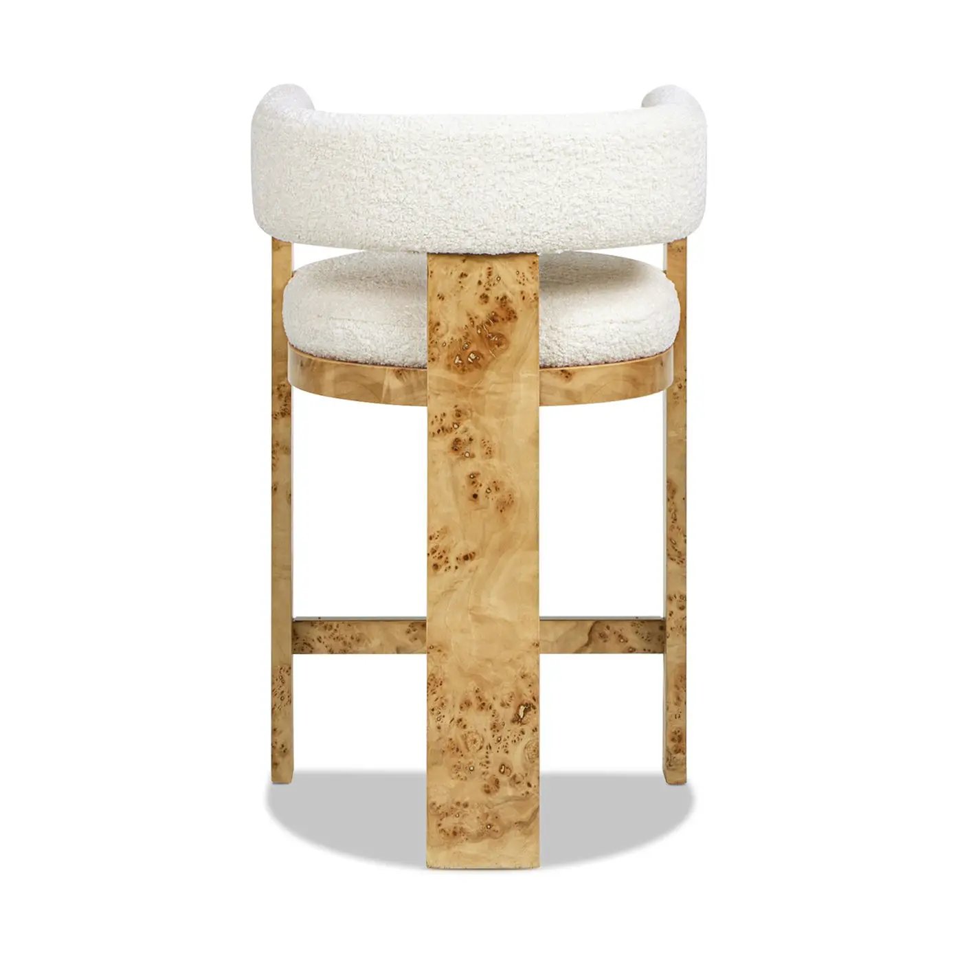 Vavona - Burl Upholstered Barrel Back Counter Height Bar Stool - Polar Off White by Unique Piece Furniture