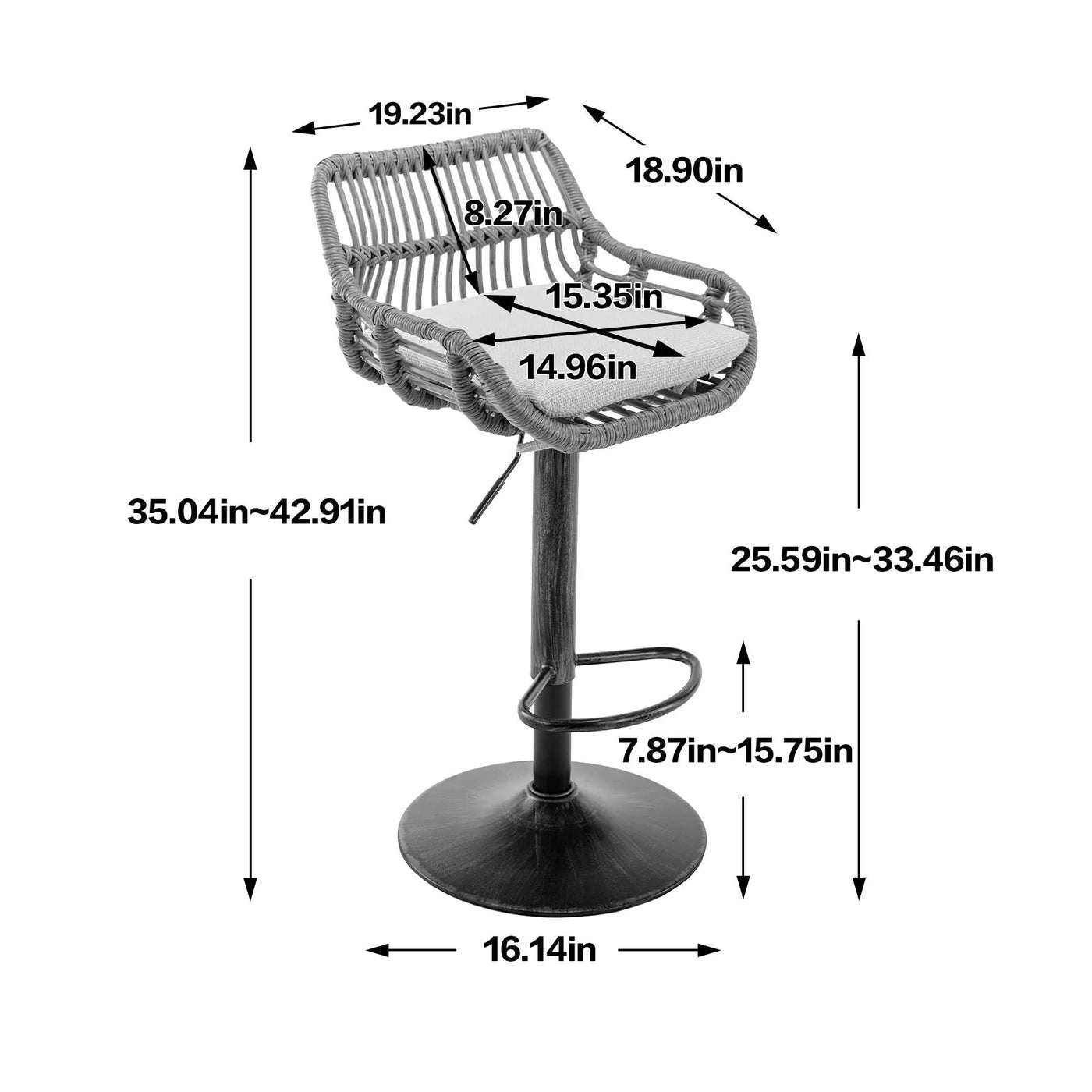 Modern Swivel Bar Stools Adjustable Counter Chairs With Footrest (Set of 2) by Unique Piece Furniture