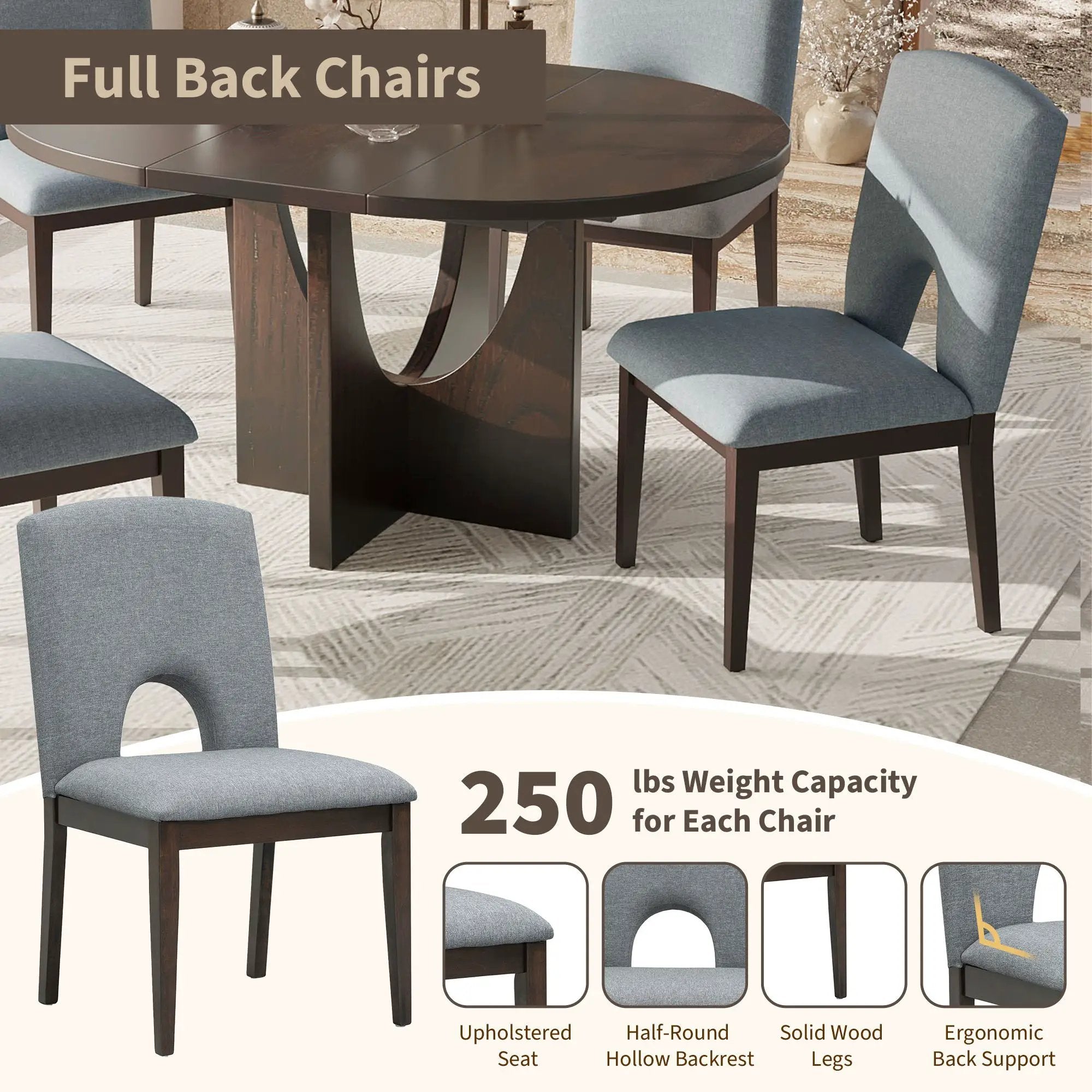 Topmax - 5 Piece Modern Extendable Round Dining Table Set With Removable Leaf For Small Places by Unique Piece Furniture