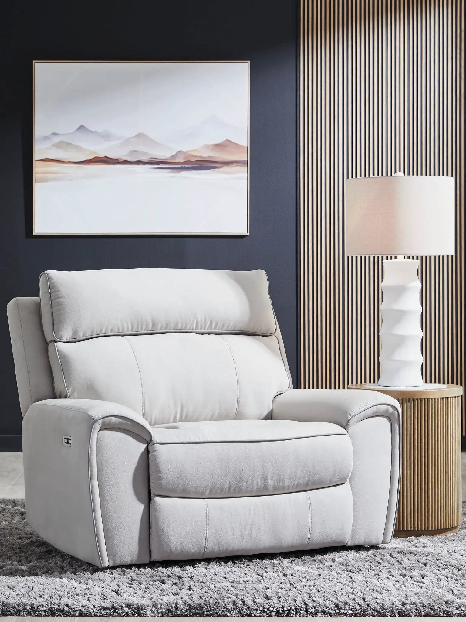 Social Pointe - Power Recliner / Adjustable Headrest - Pearl / Ash by Unique Piece Furniture
