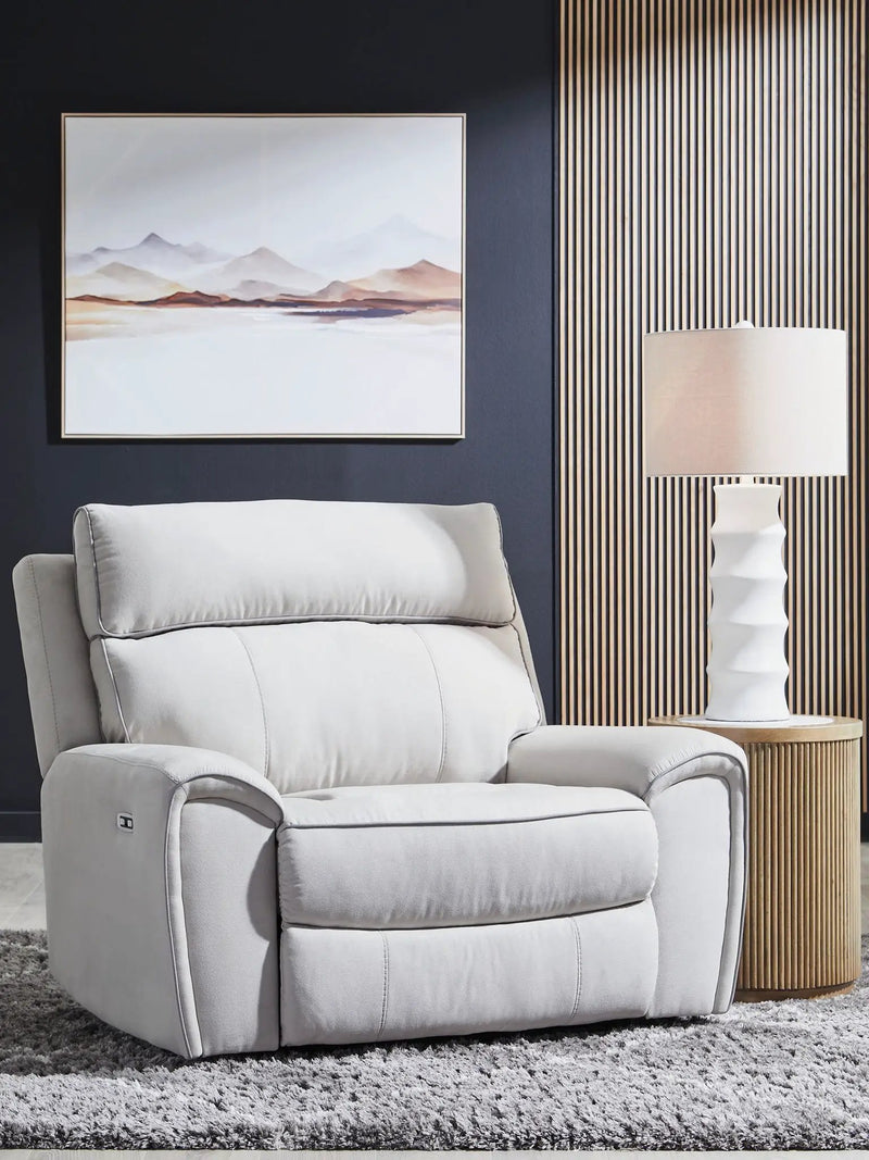Social Pointe - Power Recliner / Adjustable Headrest - Pearl / Ash by Unique Piece Furniture