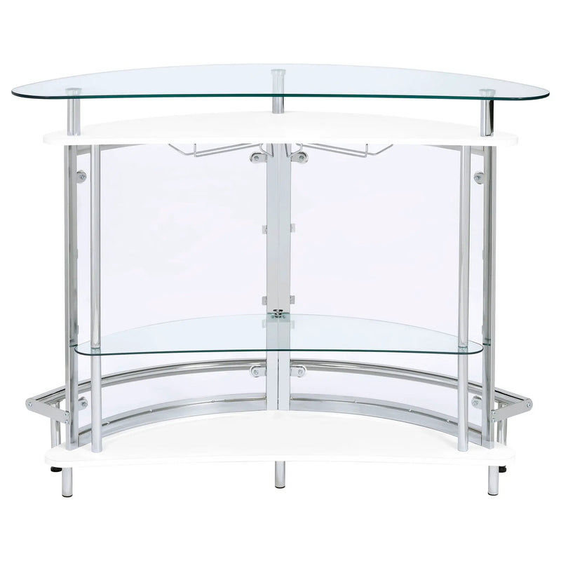 Strick - Freestanding Glass Top Home Bar Wine Cabinet - White by HouseOfZazla