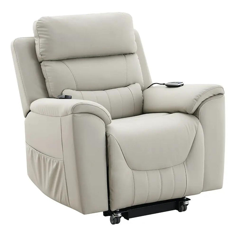 Marsha - Power Recliner With Lift & Massage - Light Gray Leather by Unique Piece Furniture