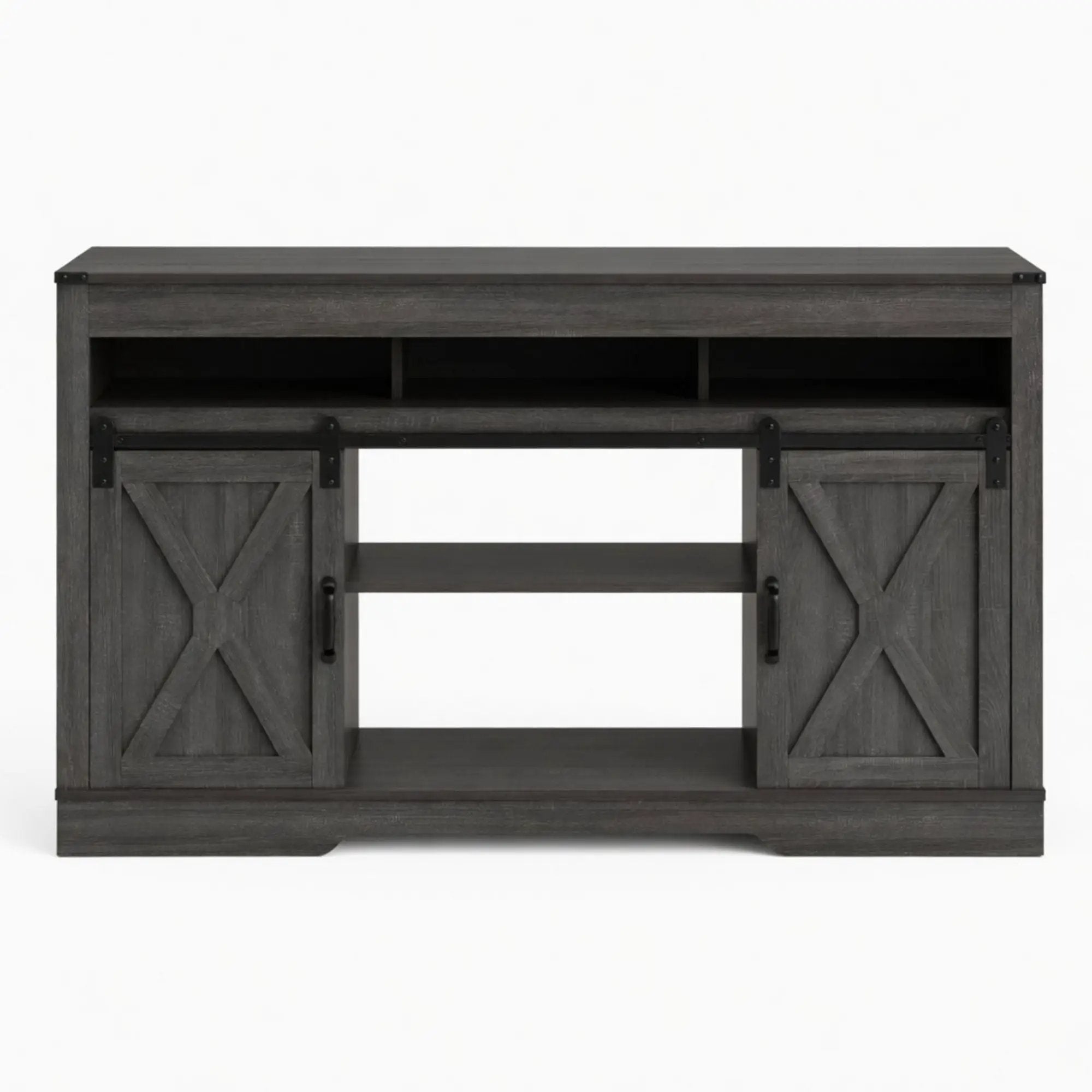 Farmhouse TV Stand With Sliding Barn Doors & Adjustable Storage by HouseOfZazla