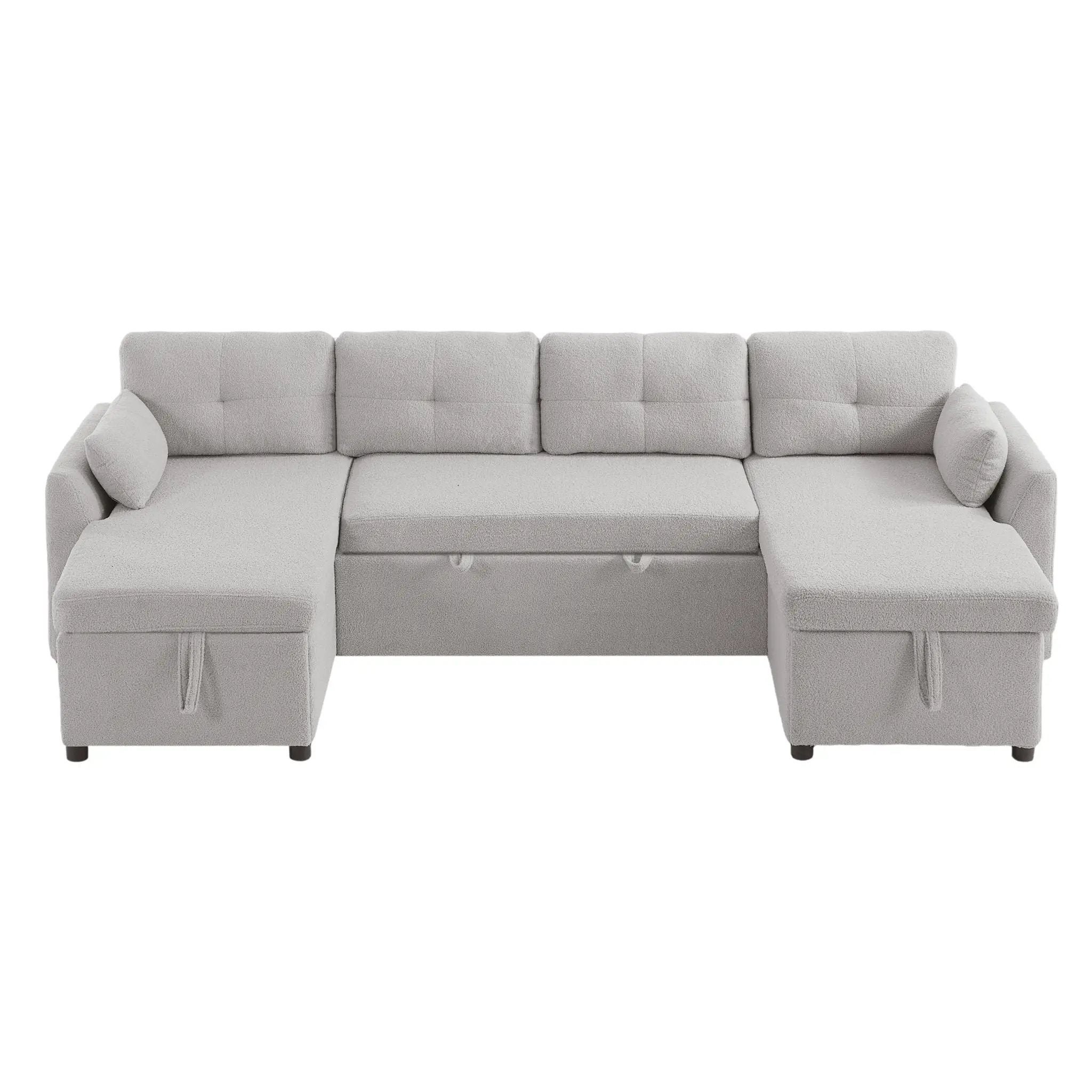 U-Shaped Sectional Sofa Bed With Storage And USB Ports by Unique Piece Furniture