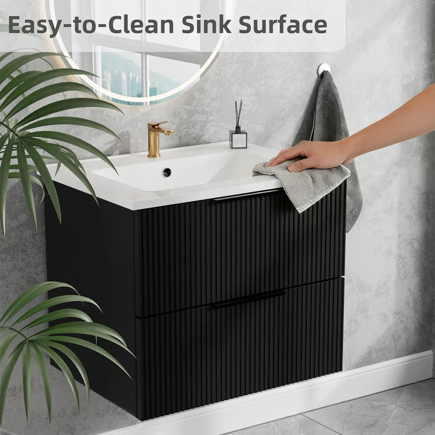 Modern Wall Mounted Floating Bathroom Vanity With Sink And Drawers by Unique Piece Furniture