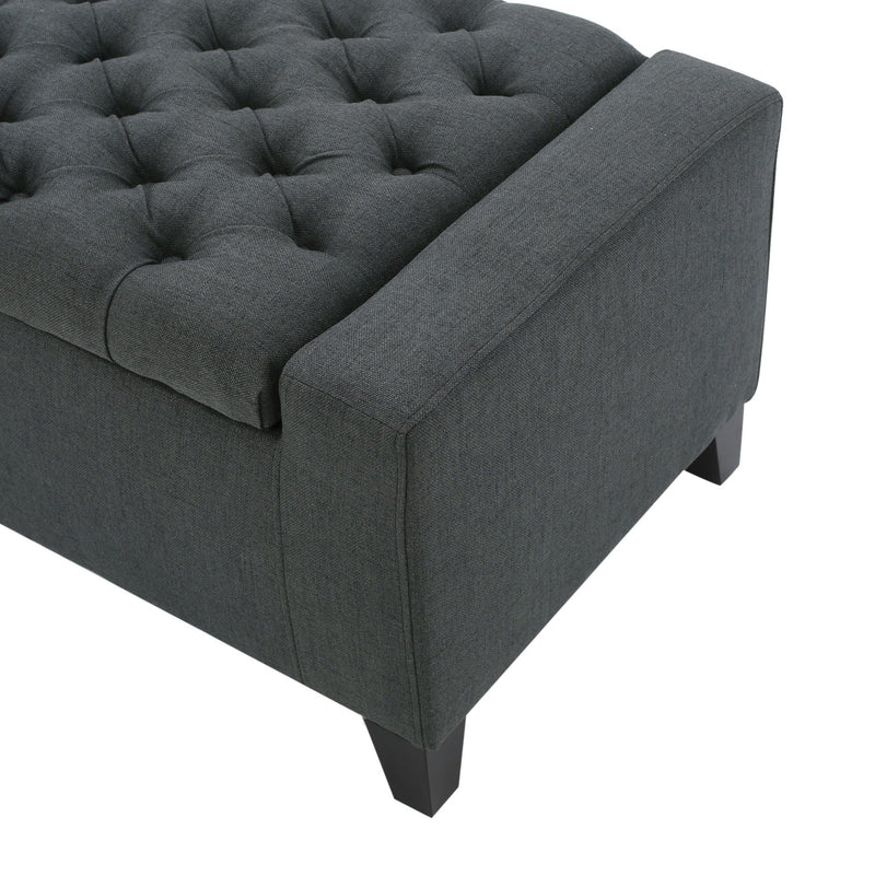 Contemporary Storage Ottoman With Tufted Top - Dark Gray by HouseOfZazla