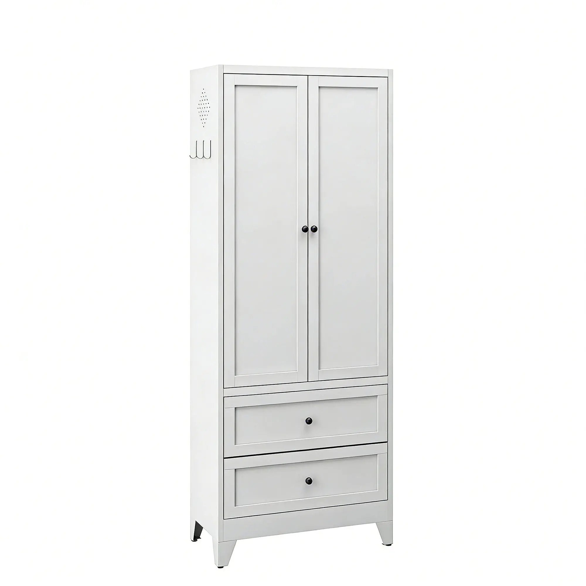 Pantry Cabinet With 2 Drawers, Freestanding Kitchen Storage Cabinet With Adjustable Shelves, Heavy-Duty Organizer For Spices, Dishware, Small Appliances - White by HouseOfZazla