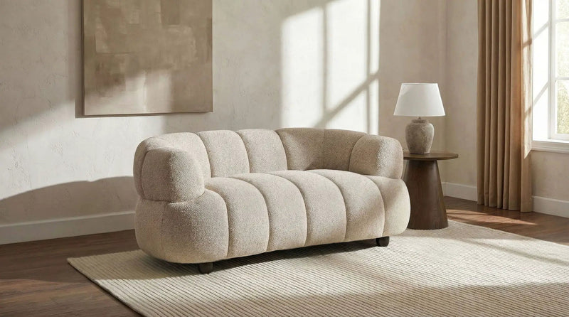Whitney Contemporary Channel Tufted Woven Fabric Upholstered Loveseat by Unique Piece Furniture