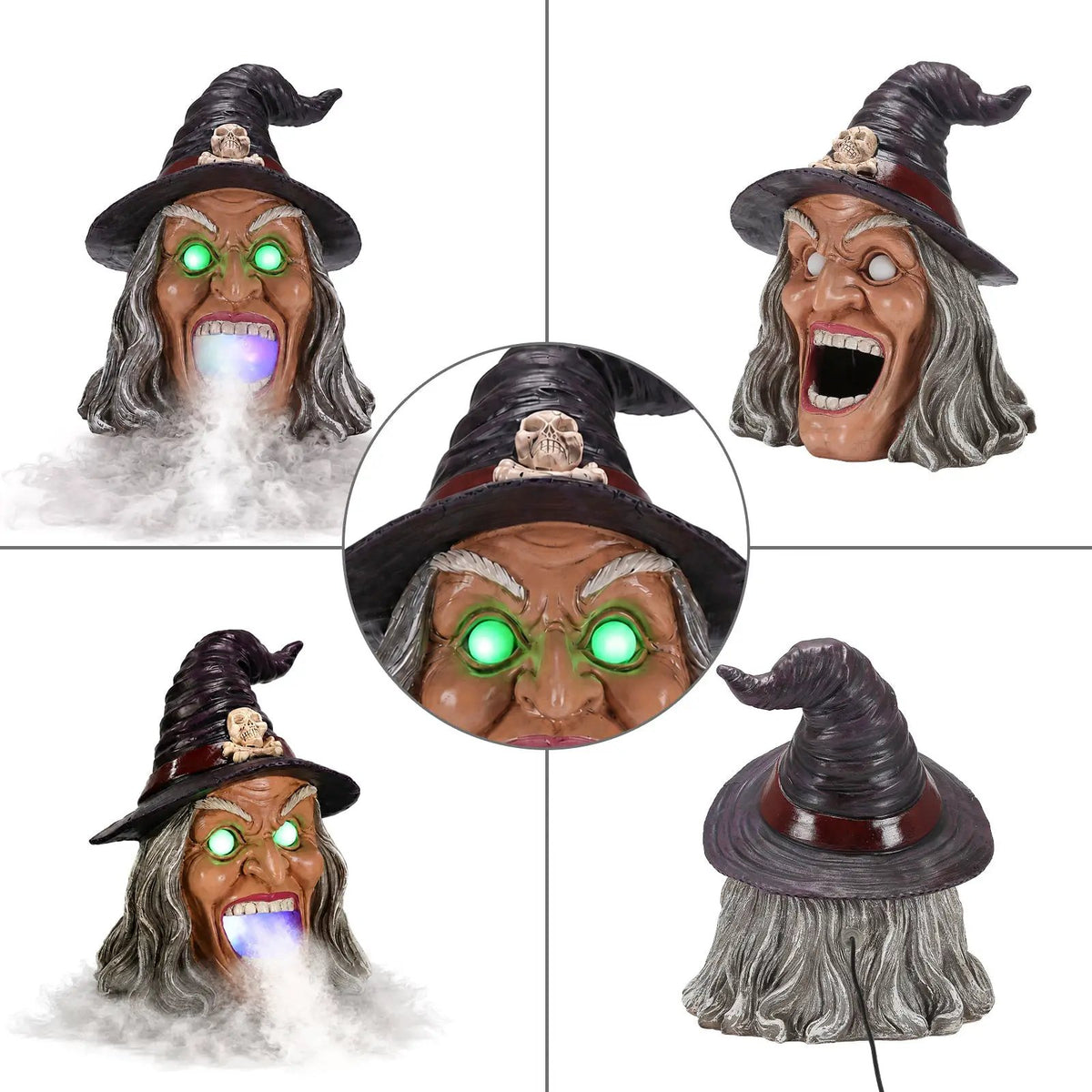 Halloween Witch Head Decor with LED Light and Mist Effect by HouseOfZazla