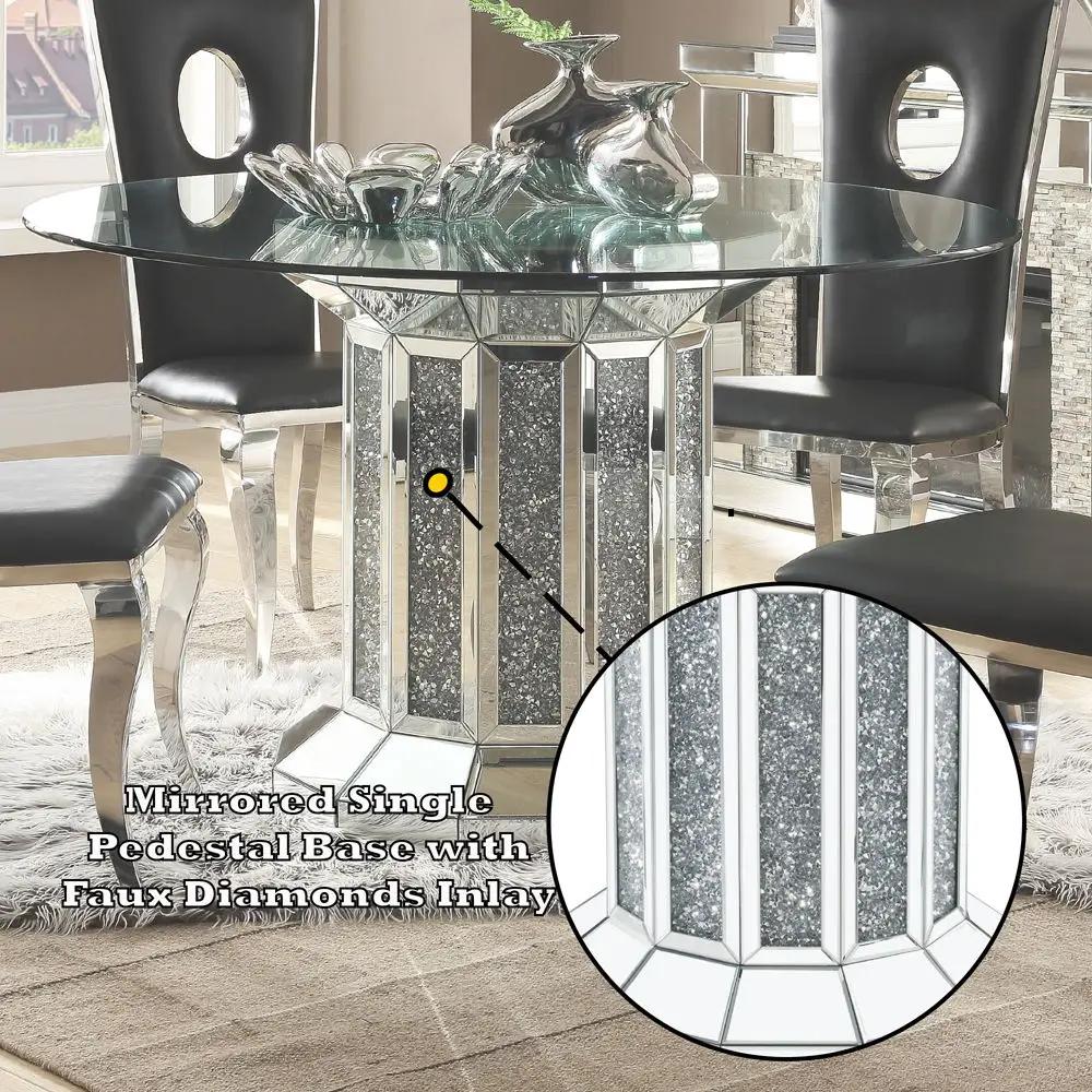 Noralie - Dining Table - Clear Glass Top & Mirrored & Faux Diamonds by Unique Piece Furniture