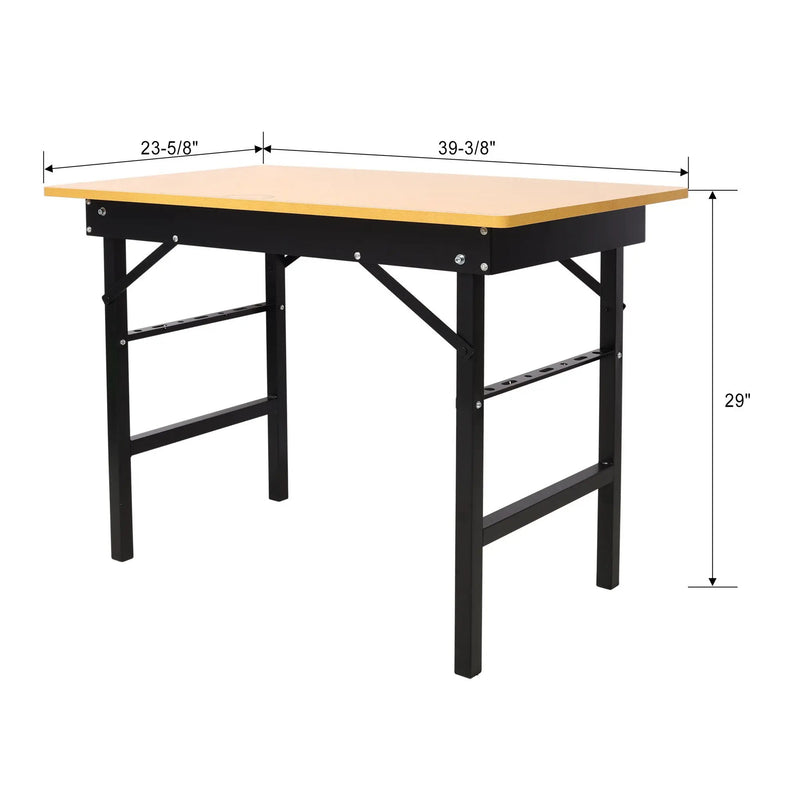 Portable Folding Work Table With Measuring Tape And Angle Finder Steel - Black by HouseOfZazla