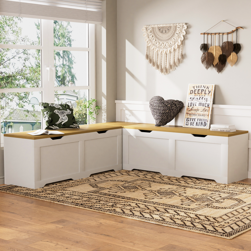 3-Piece L-Shaped Multi-Functional Storage Bench with Cushion by HouseOfZazla