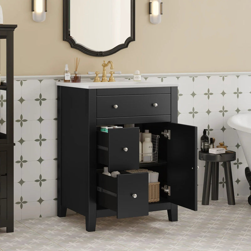 Bathroom Vanity With Basin, Rectangular Cabinet With 2 Drawers And Soft Closing Door by HouseOfZazla