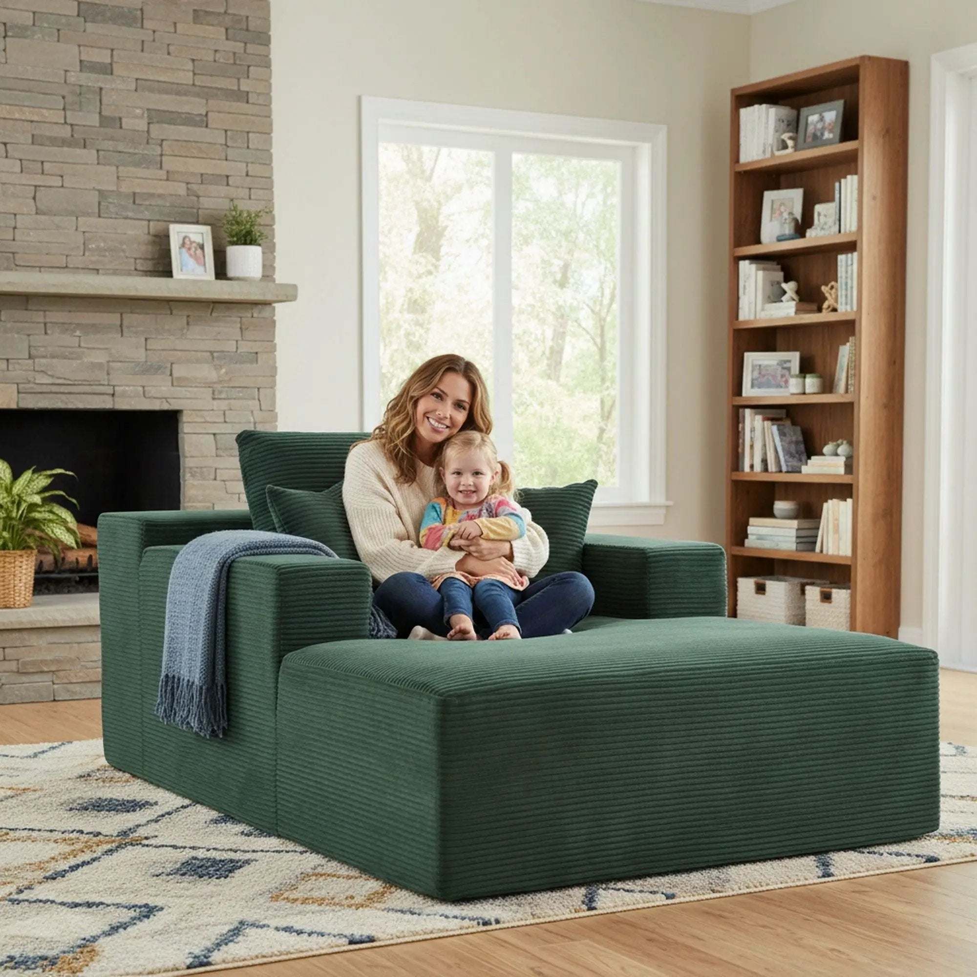 Convertible Chaise Lounge Chair With Wide Armrest & Throw Pillows by HouseOfZazla