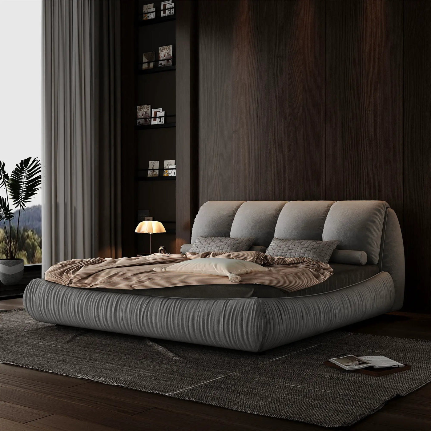 Luxury Upholstered Platform Bed With Oversized Padded Backrest And Solid Wood Frame by HouseOfZazla