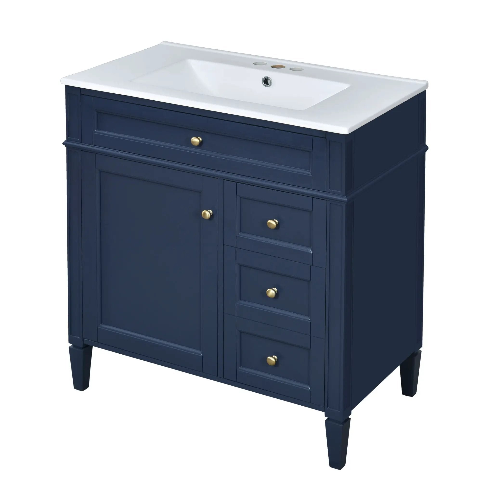 Bathroom Vanity With Top Sink, 2 Drawers & Tip Out Drawer by Unique Piece Furniture