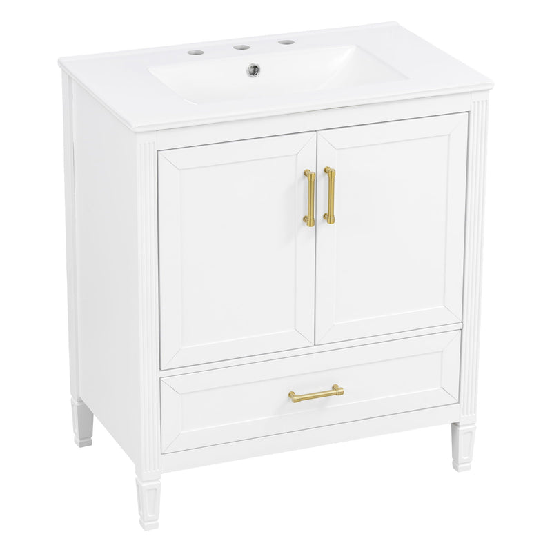Elegant Fluted Bathroom Vanity With Sink, Soft Close Doors & Drawer by HouseOfZazla
