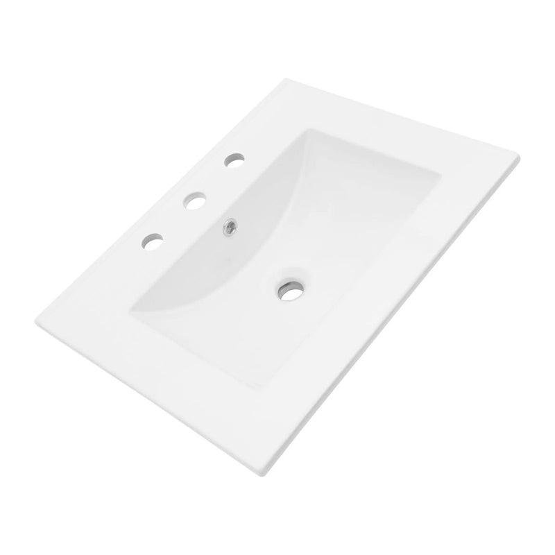 Rectangular Single Vanity Top With 3 Faucet Hole Sink - White by HouseOfZazla