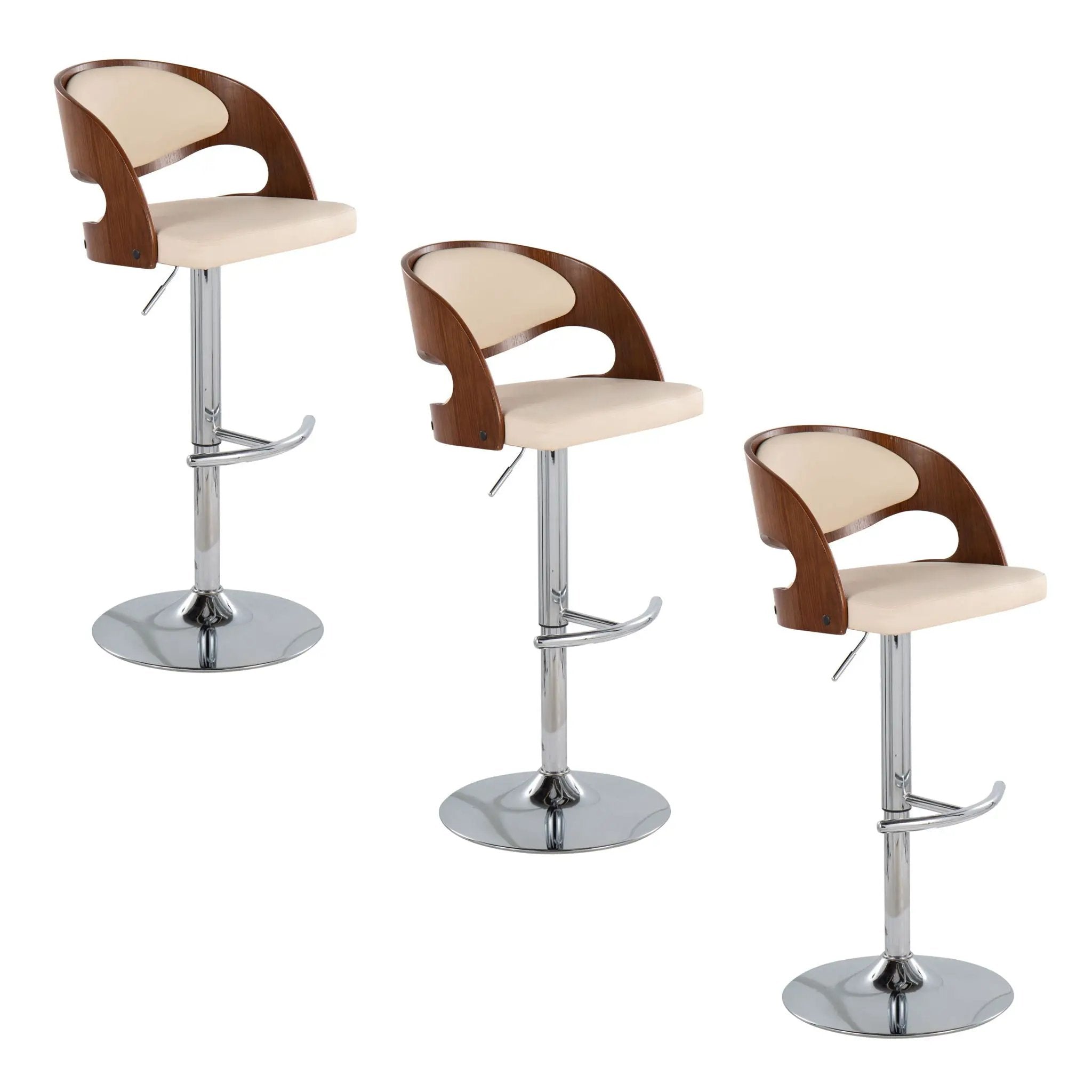 Pino - Mid Century Modern Adjustable Barstool & Swivel With Rounded T Footrest (Set of 2) by Unique Piece Furniture