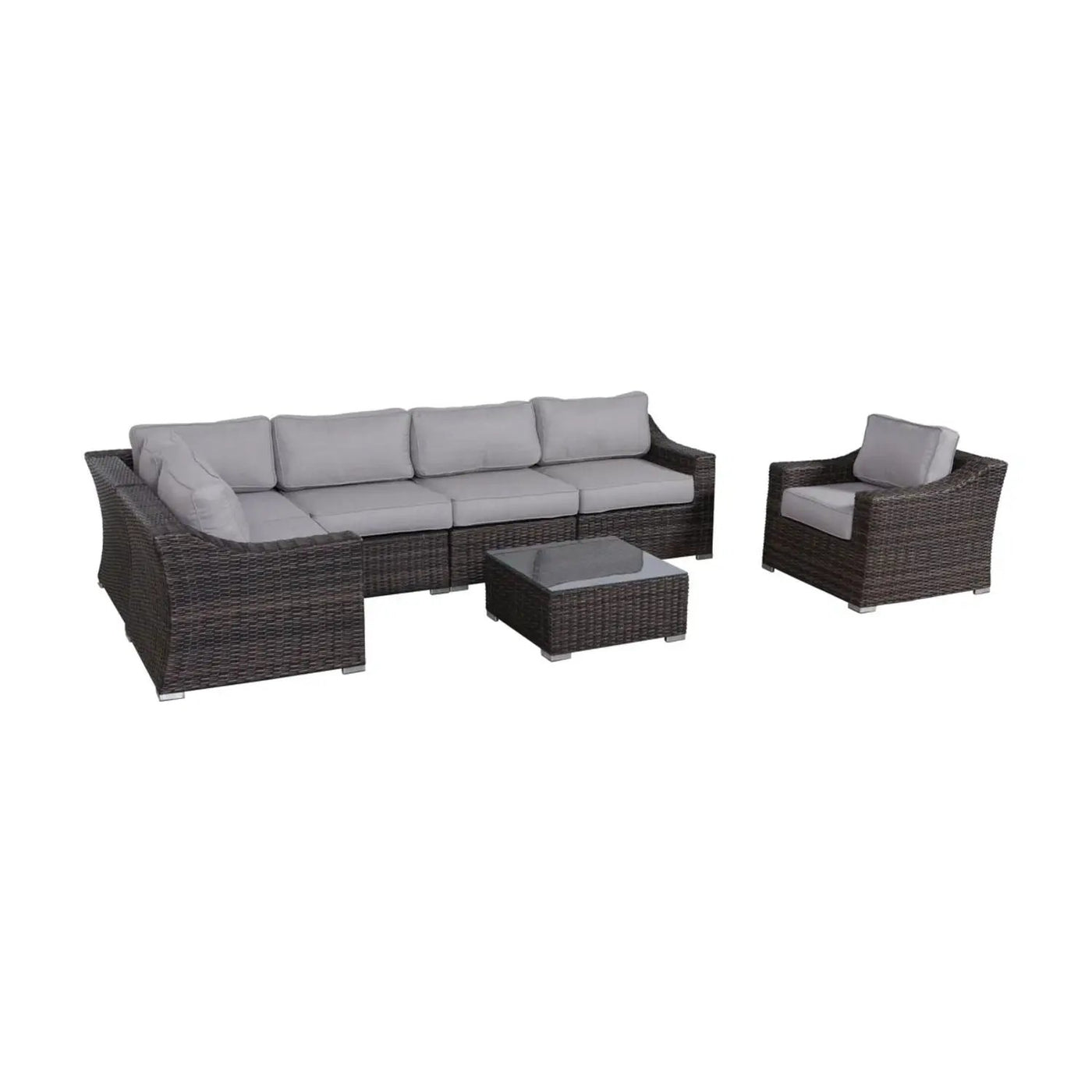 Outdoor Wicker Conversation Set With Cushions, All Weather by Unique Piece Furniture