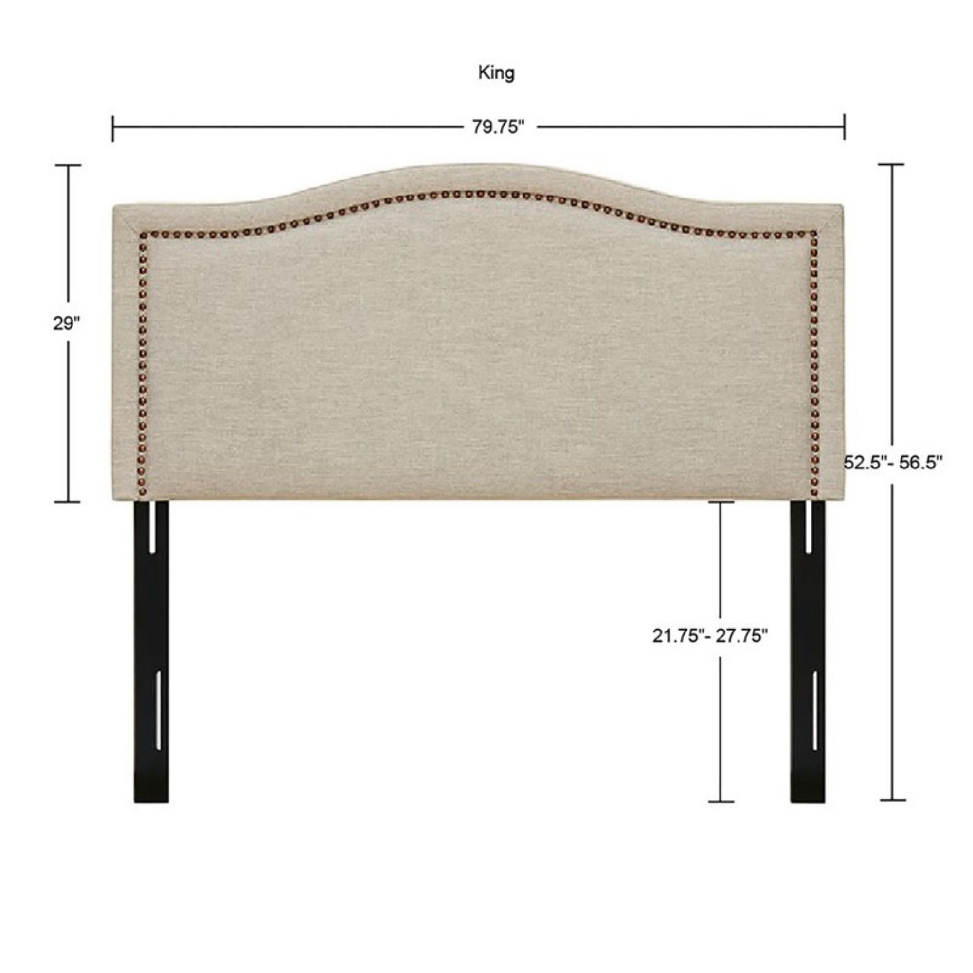 Elegant Panel Headboard With Copper Nailheads And Adjustable Metal Legs by HouseOfZazla