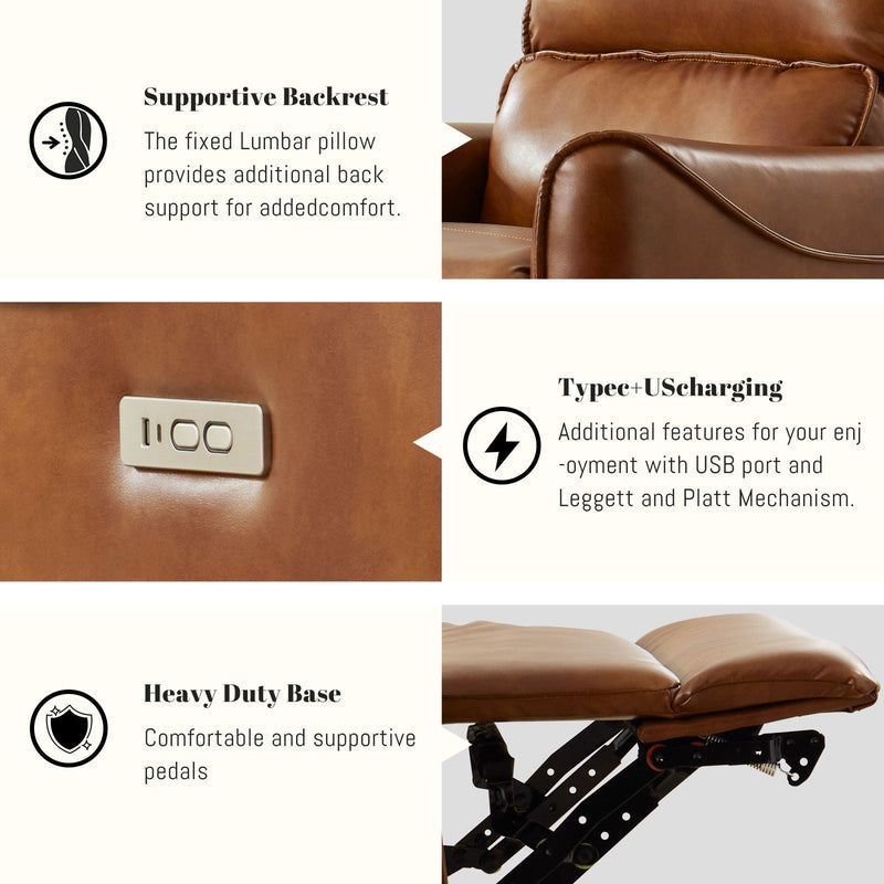 Electric Recliner Chair With Rocker And Swivel Function - Brown by HouseOfZazla