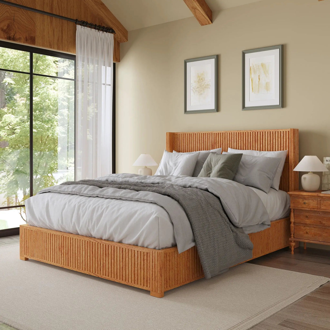 Platform Bed Frame With Headboard, Floor Standing Design by HouseOfZazla