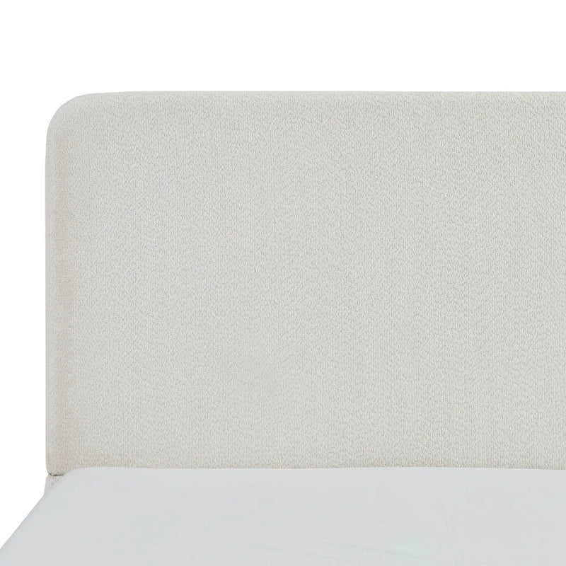 Canter Tall Headboard Upholstered Bed in Pearl White Chenille, Queen Size by HouseOfZazla