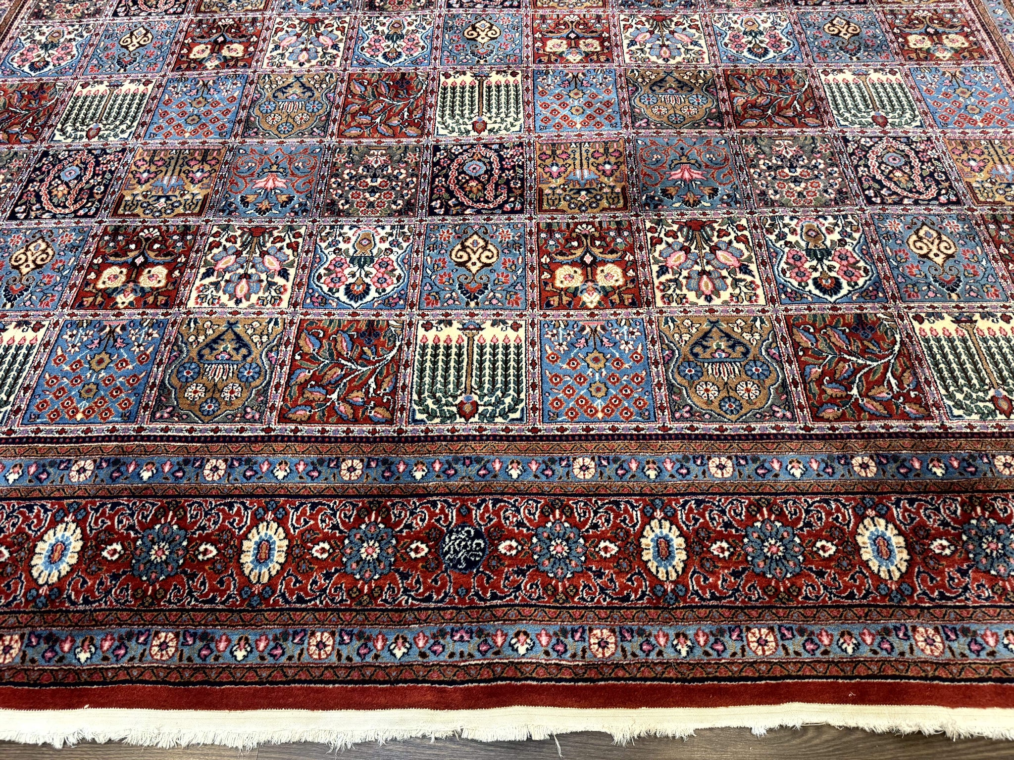 Wonderful Persian Qum Rug 10x13, Panel Design, Fine 260 KPSI, Signed, Red Multicolor by Jewel Rugs