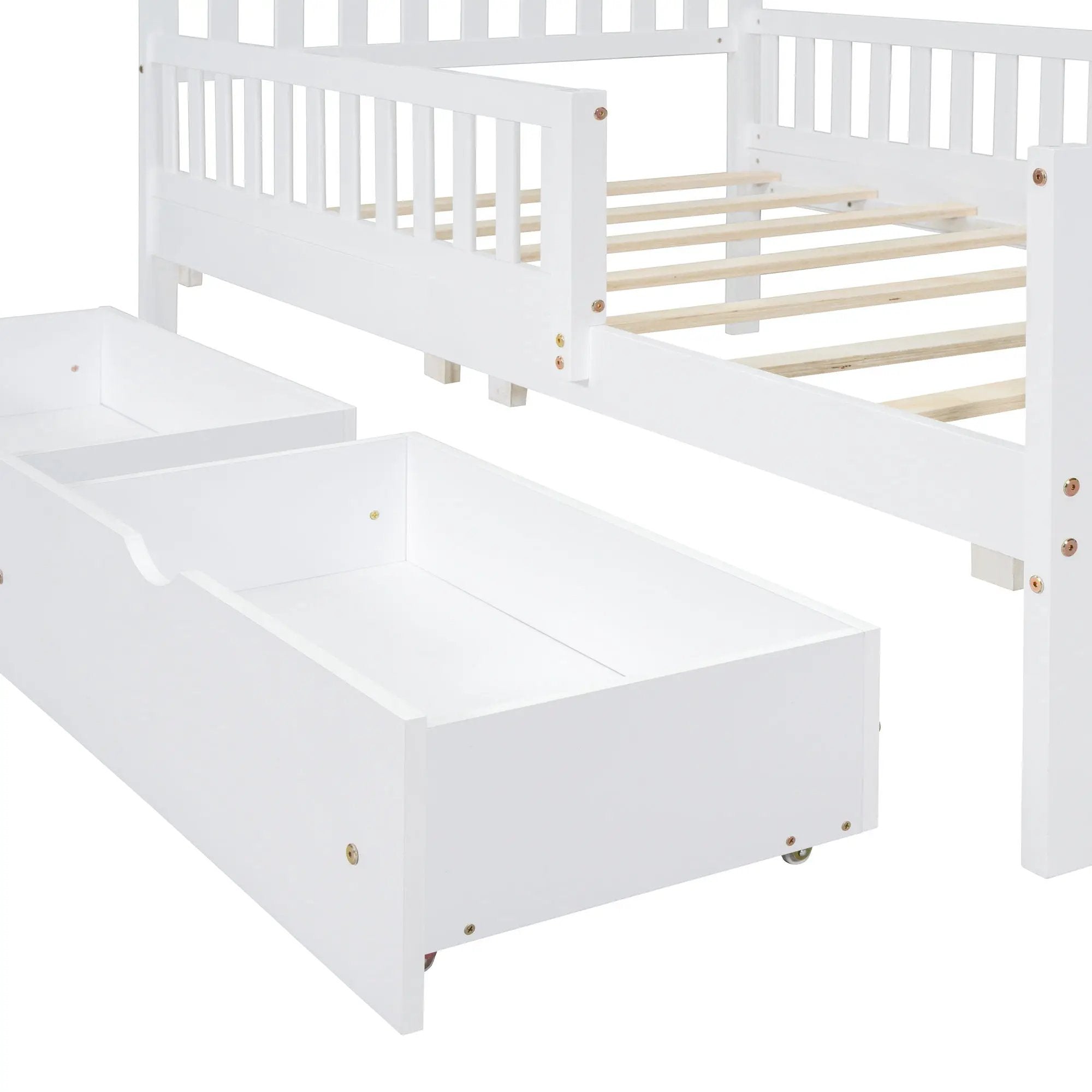 Platform Bed With Guardrails On Both Sides And 2 Storage Drawers by HouseOfZazla
