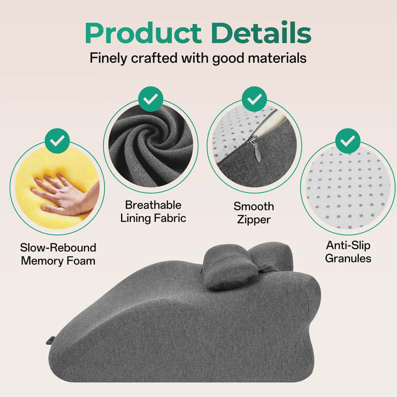 Ergonomic Spinal Posture Support & Multi-Functional Bed Pillow - Grey by HouseOfZazla