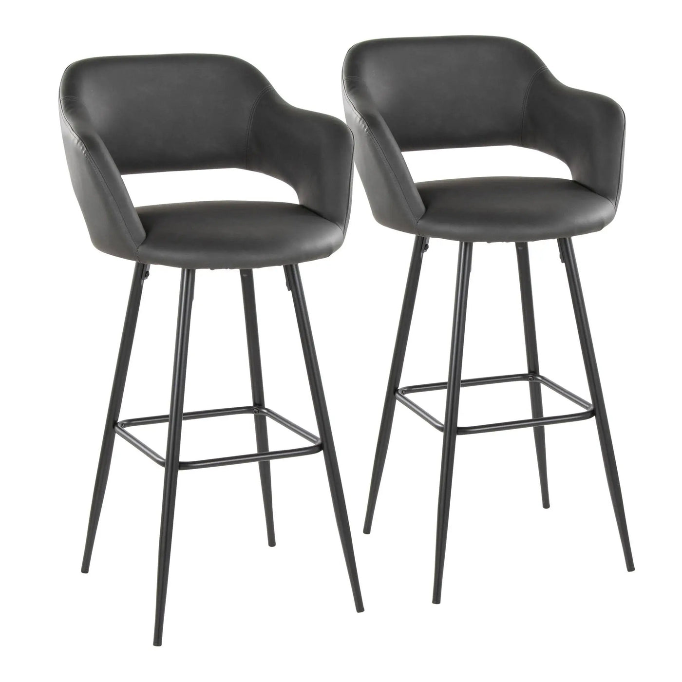 Margarite - Contemporary Fixed Height BarStool With Square Footrest (Set of 2) by HouseOfZazla