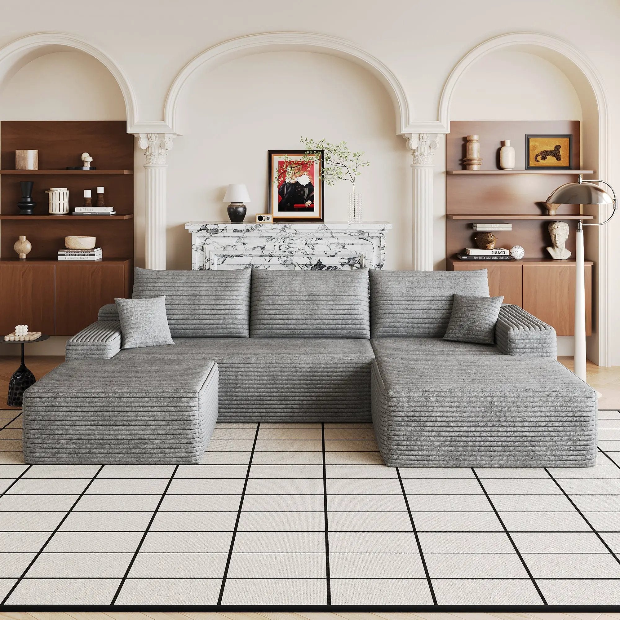 107" Cloud Sectional Sofa with 1 Ottoman by HouseOfZazla