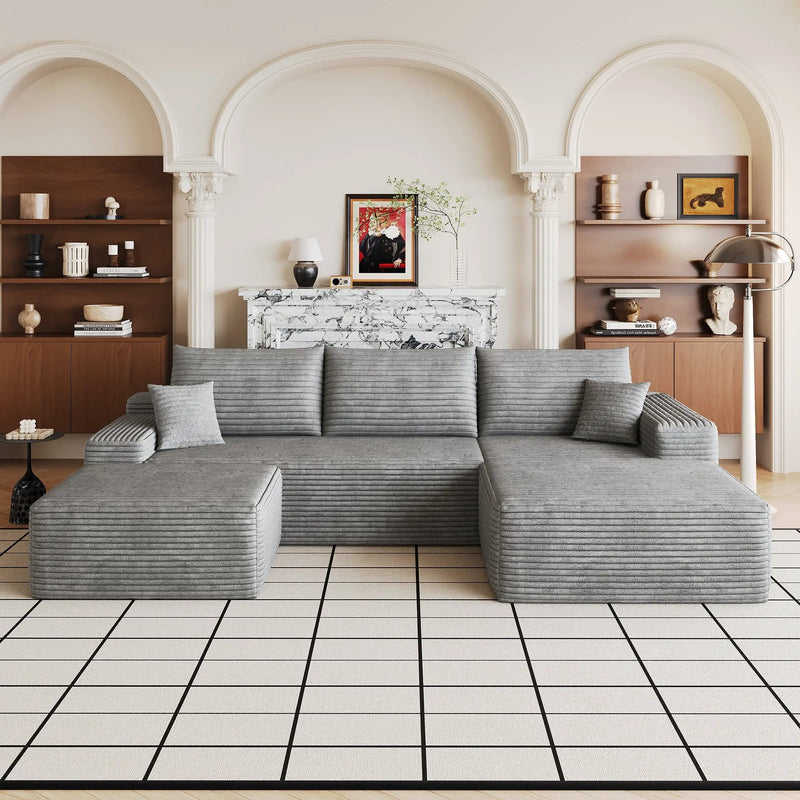 107" Cloud Sectional Sofa with 1 Ottoman by HouseOfZazla