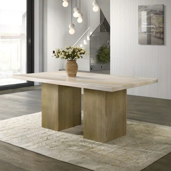 Olinda - Dining Table With Natrual Marble Top - Natrual, photo 2 of 7