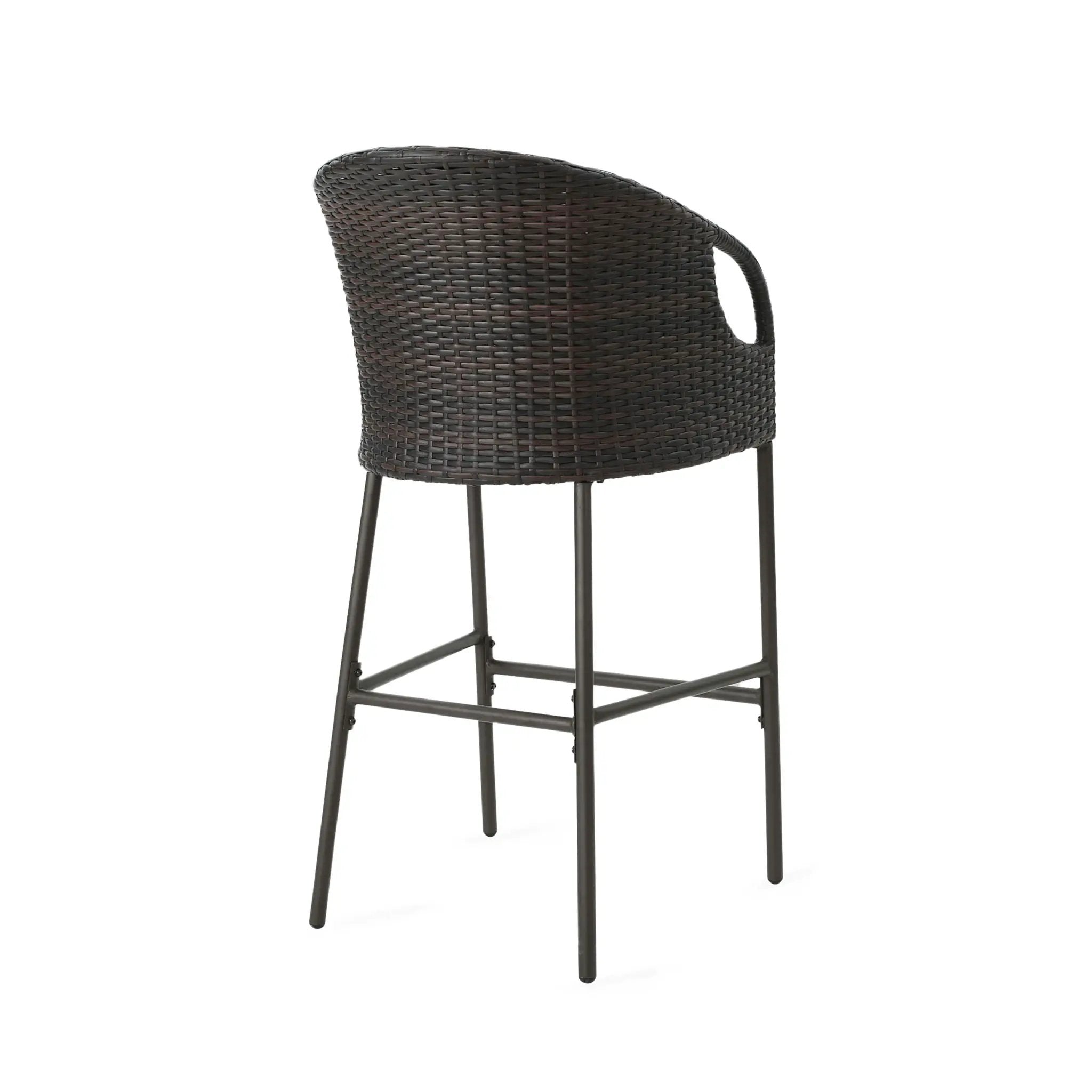 Outdoor 31" Rattan Barstools With Waterproof Cushions (Set of 2) - Multi Brown by HouseOfZazla