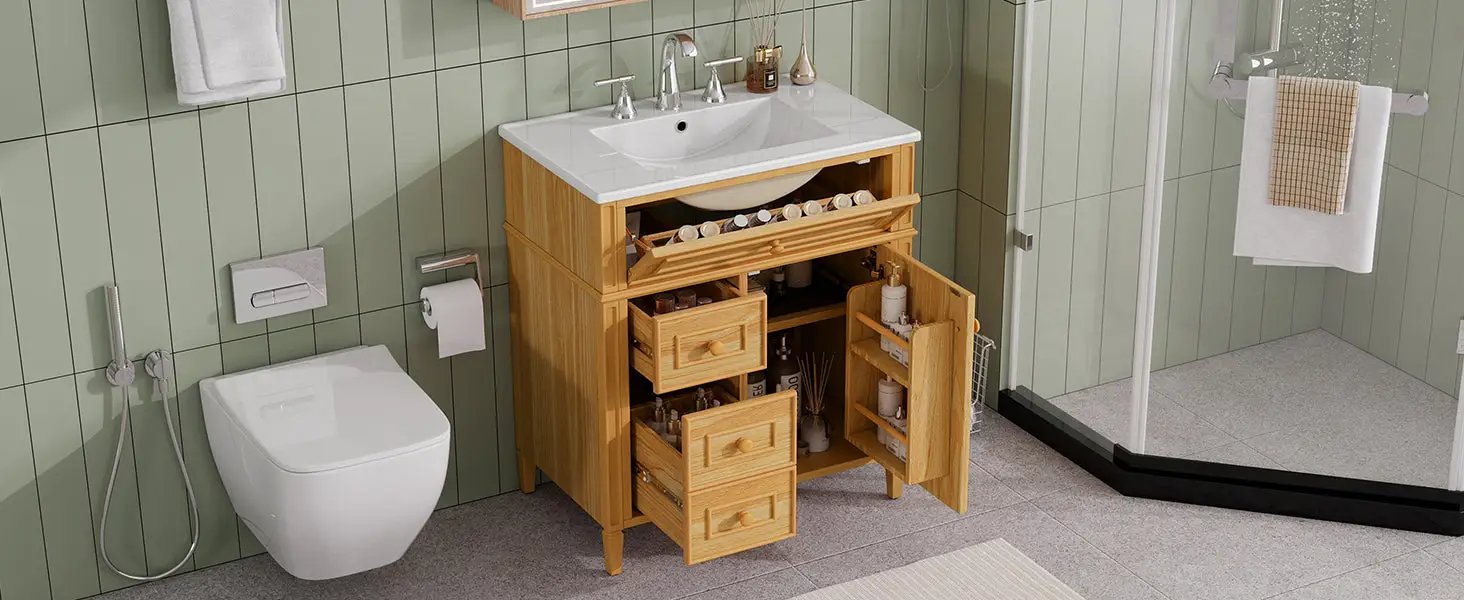 30" Bathroom Vanity with Sink and Wood Vanity Cabinet by HouseOfZazla