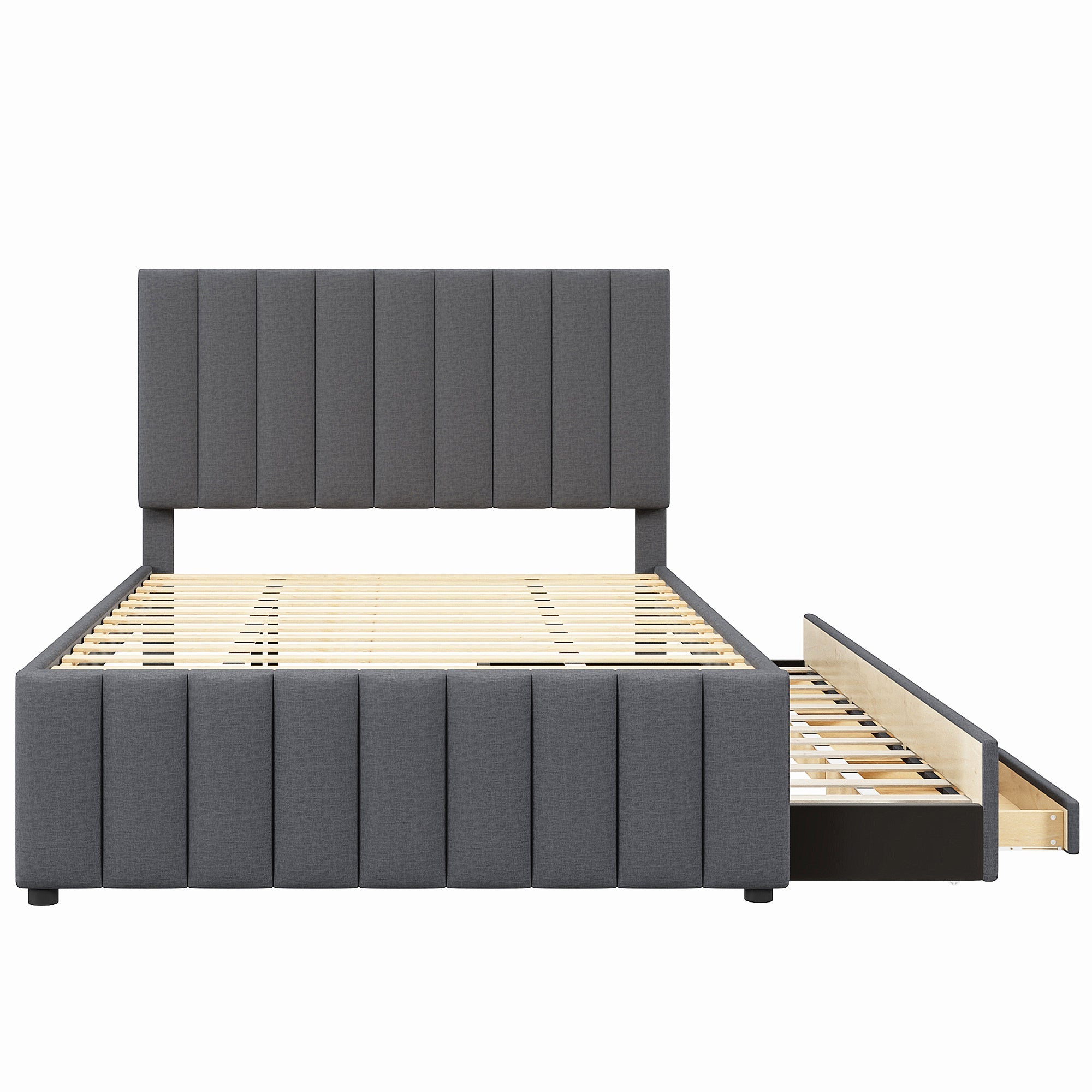 Full Size Upholstered Platform Bed with Twin Size Trundle and 3 Drawers by HouseOfZazla