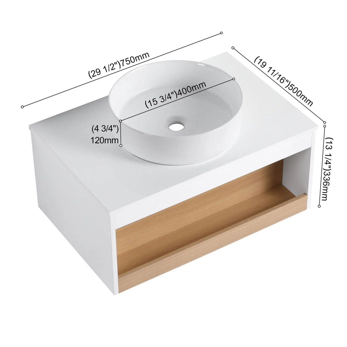 Floating Bathroom Vanity With Glossy Round Vessel Sink by Unique Piece Furniture
