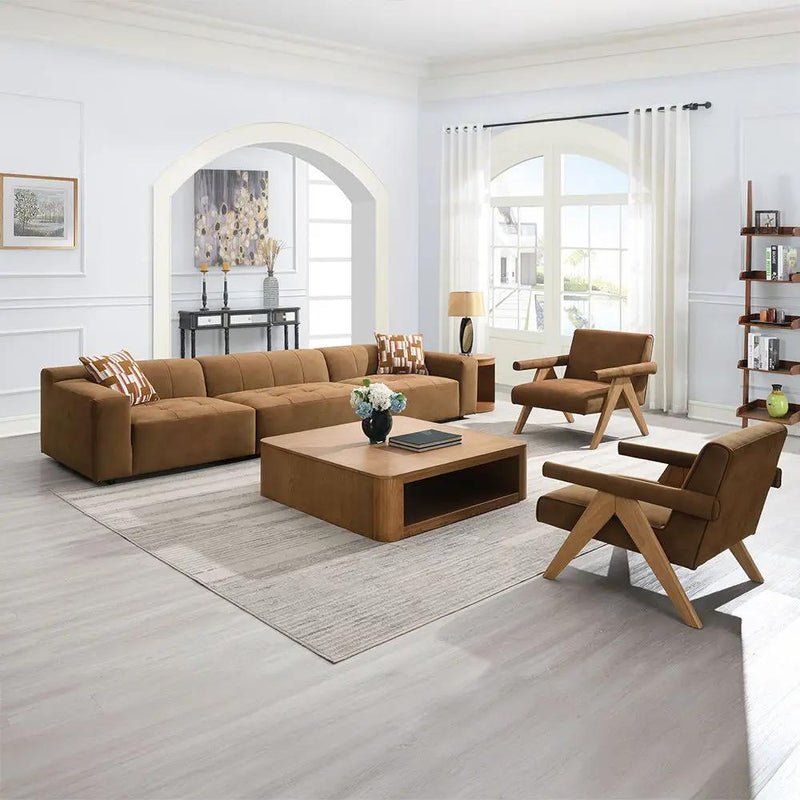 Zoey - Modular - LF Arm Chair With Pillow - Chocolate Suede by Unique Piece Furniture
