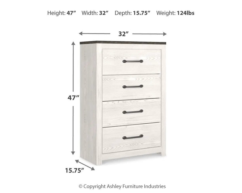 Gerridan - Four Drawer Chest - White / Gray by Unique Piece Furniture