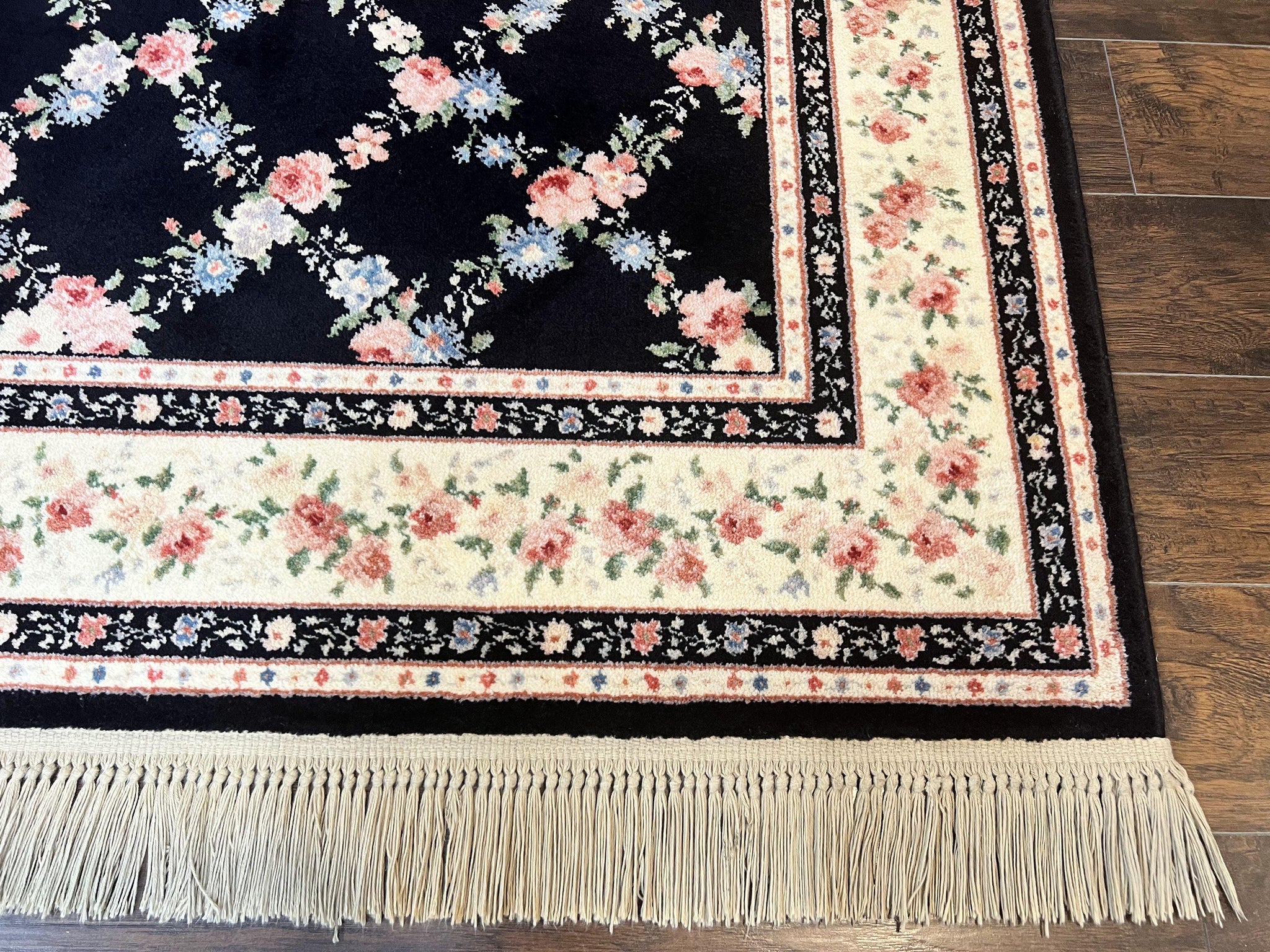 Karastan Rug 8.8 x 12, Garden of Eden #509/1270, Ebony Trellis, Vintage Discontinued Wool Pile Karastan Carpet by Jewel Rugs