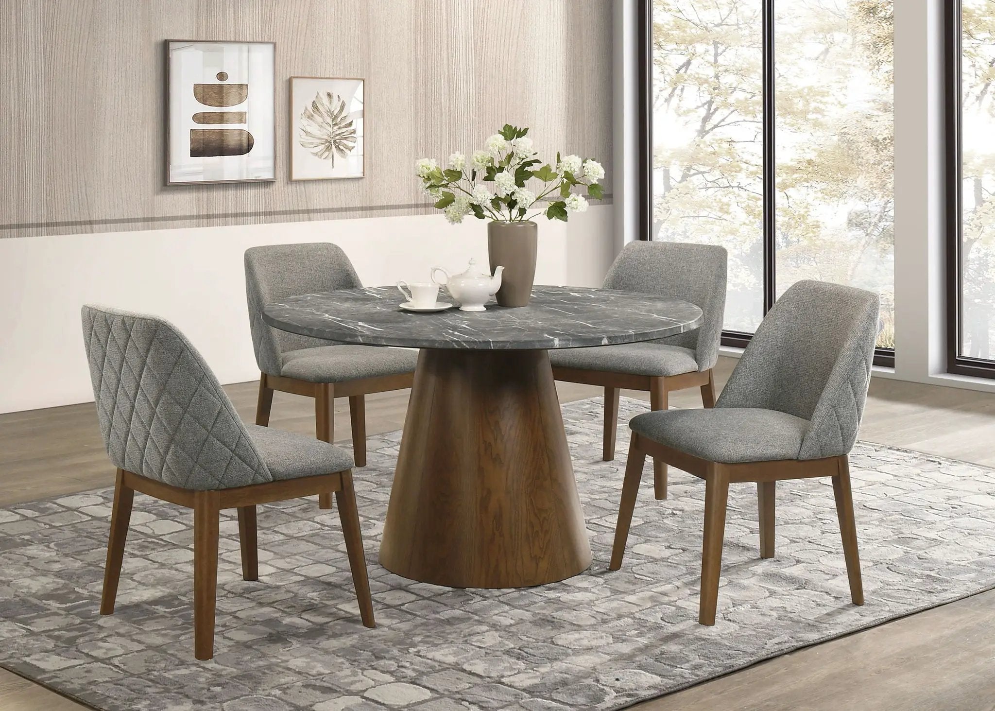 Franklin 50-inch Round Dining Table Grey and Dark Oak by Unique Piece Furniture