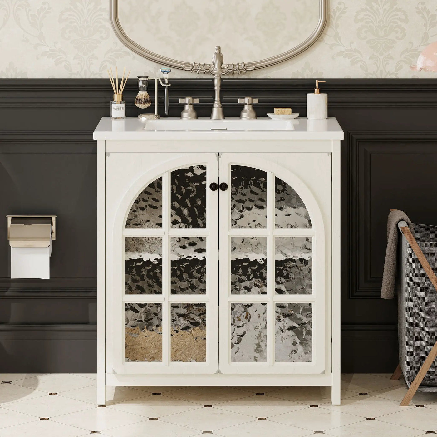 Vintage Farmhouse Bathroom Vanity with Ceramic Sink by HouseOfZazla