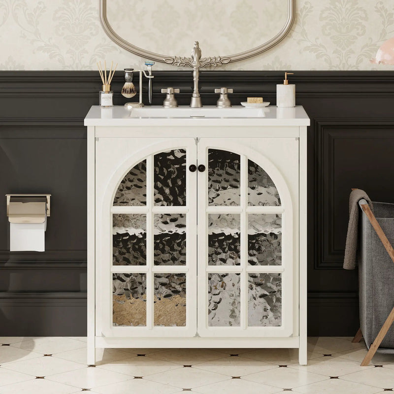Vintage Farmhouse Bathroom Vanity with Ceramic Sink by HouseOfZazla